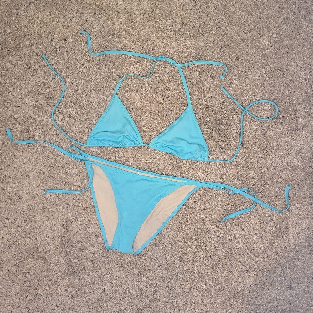 Victoria's Secret Aqua blue String Bikini Set